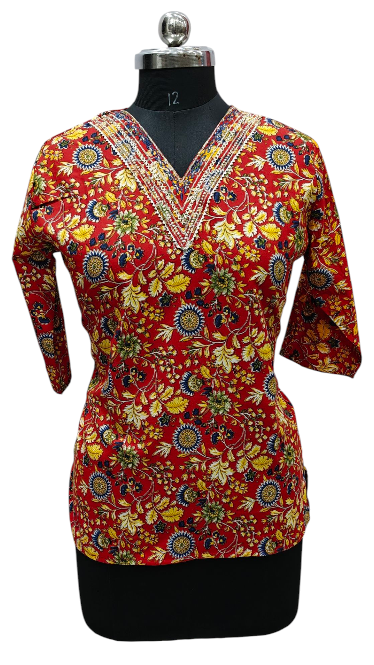 V-Neck Short Kurti For Women