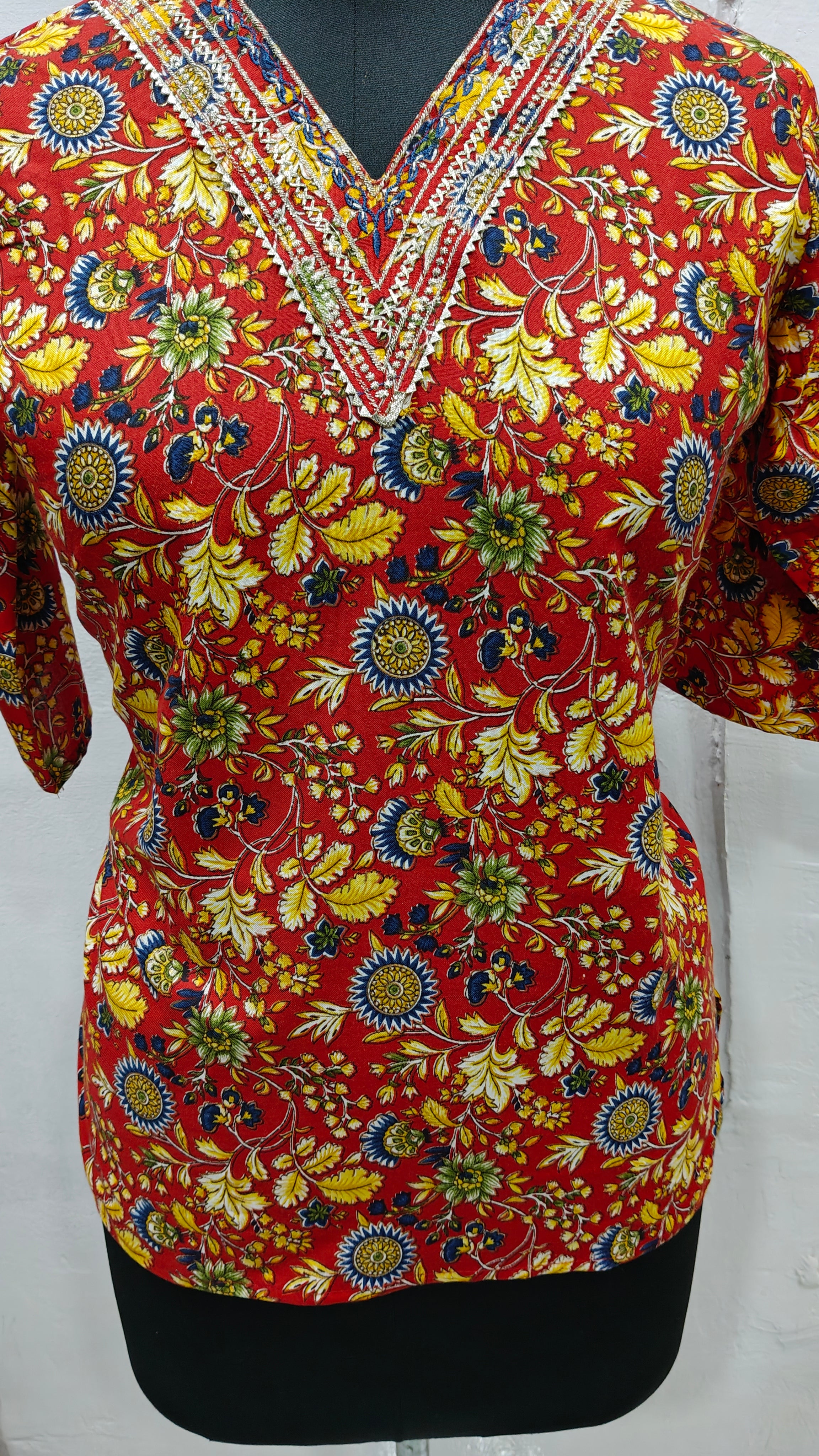 V-Neck Short Kurti For Women