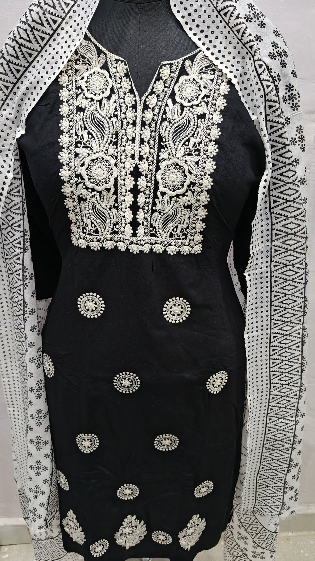 High Quality Black Lucknowi 3 Piece Set For Women