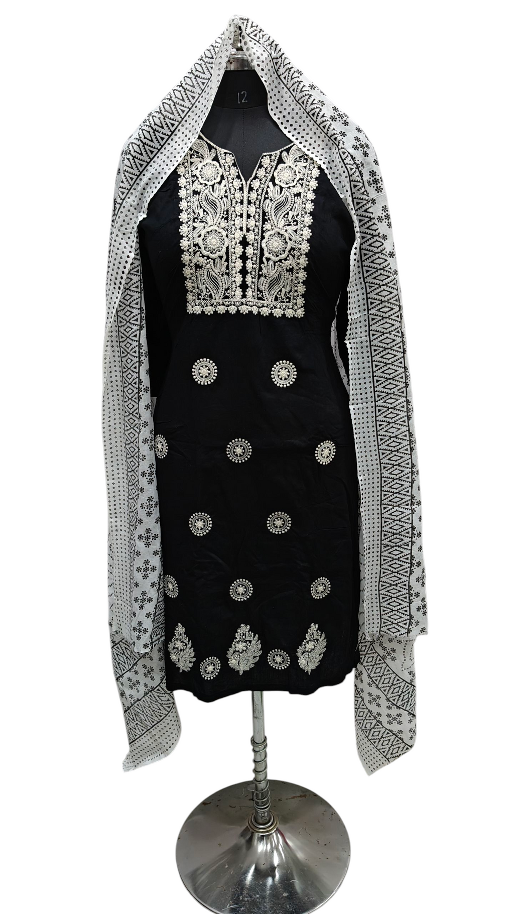 High Quality Black Lucknowi 3 Piece Set For Women