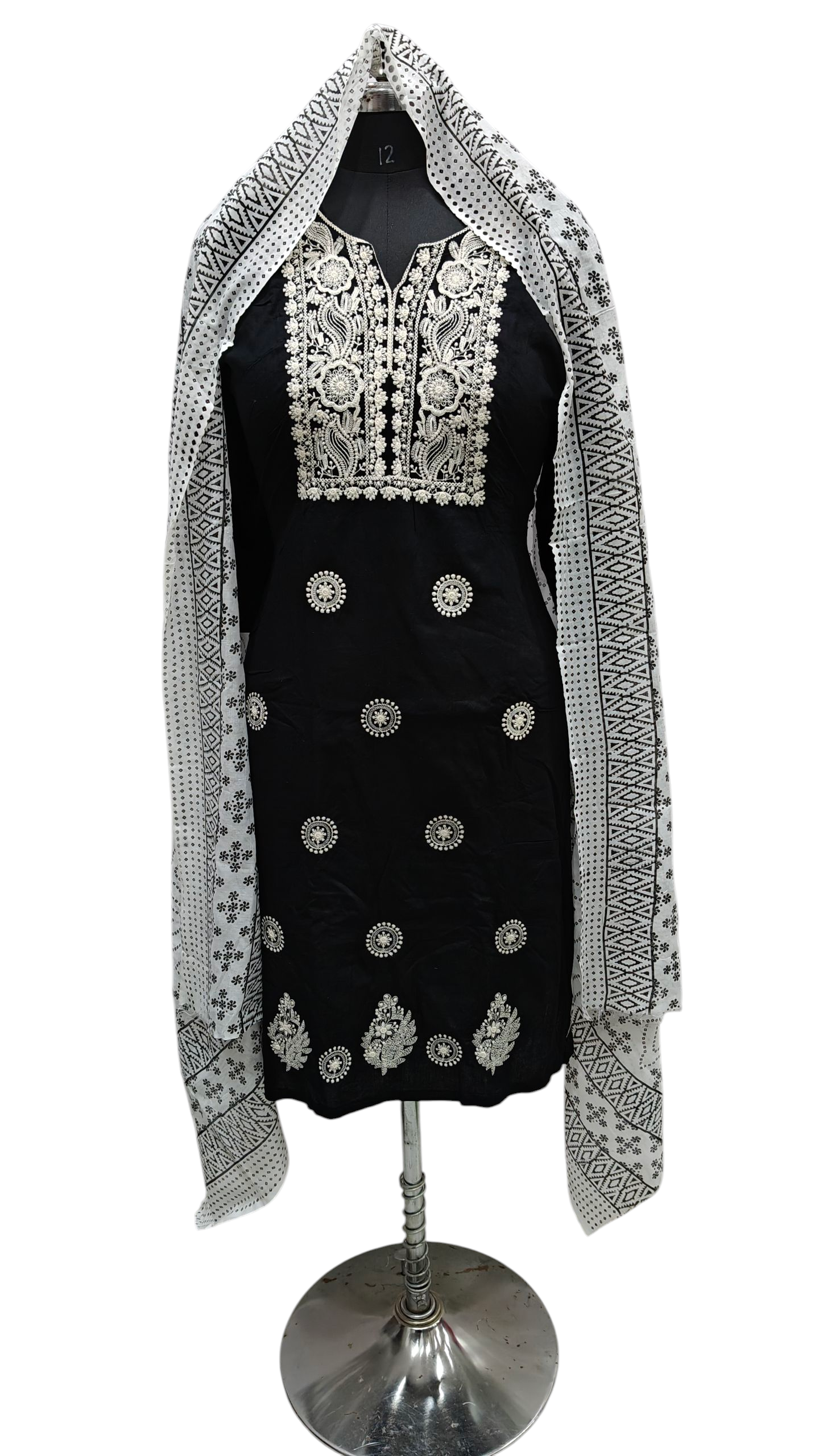 High Quality Black Lucknowi 3 Piece Set For Women