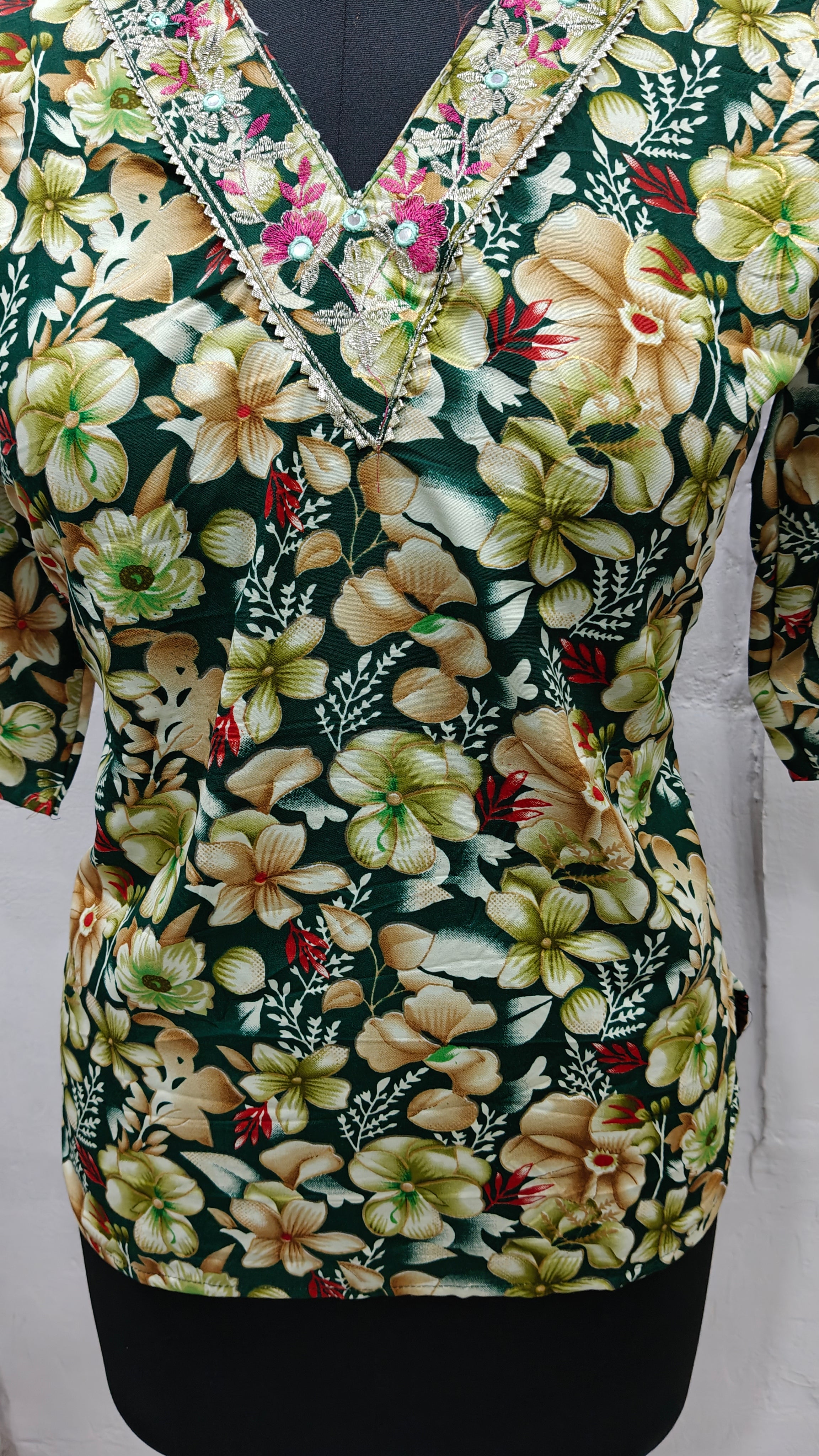 V-Neck Short Kurti For Women