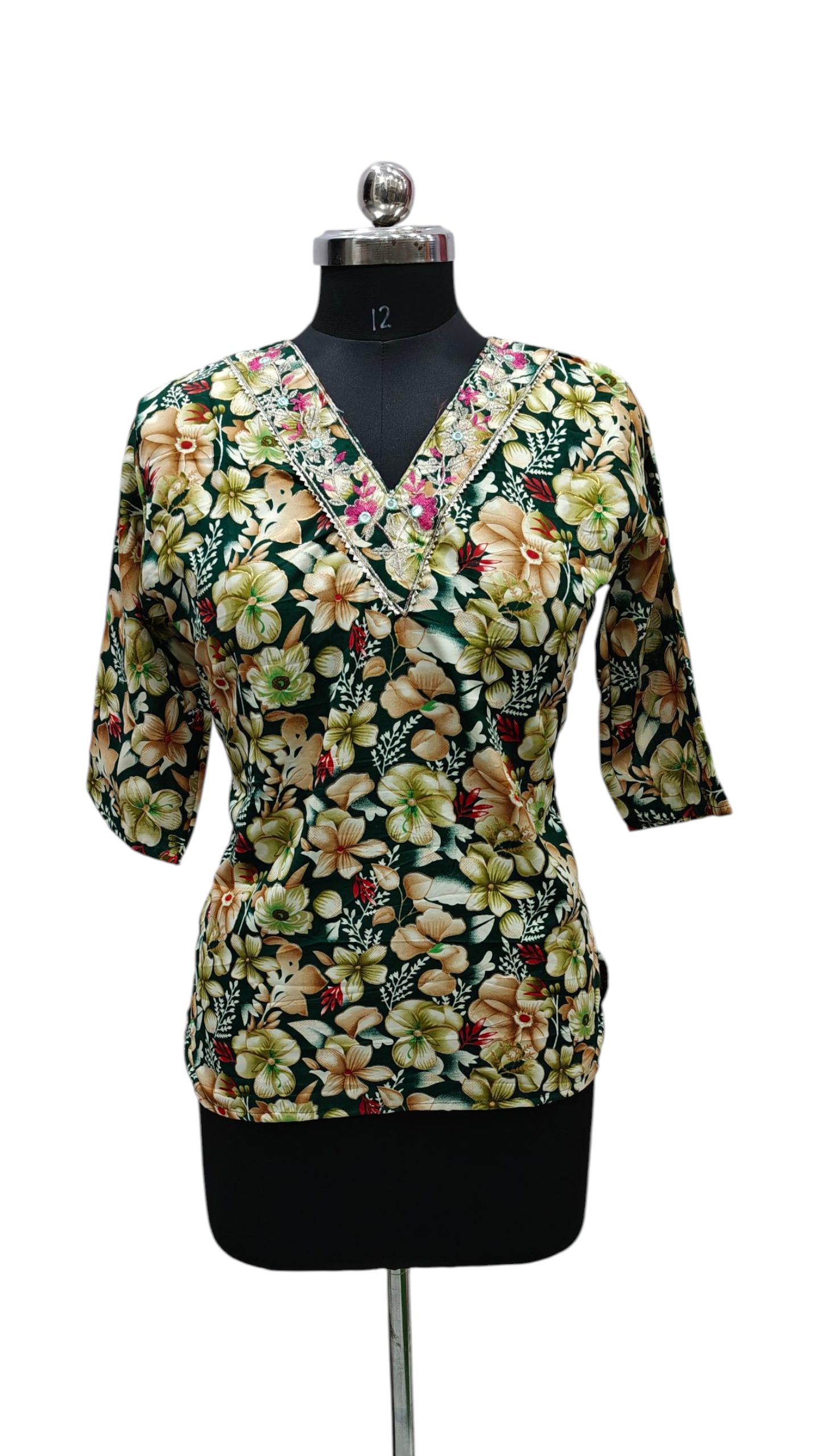 V-Neck Short Kurti For Women